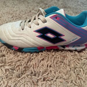 Lotto Kids Sneakers - White and Teal with Pink Accents